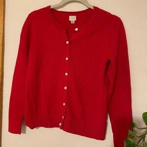 Classic Red Women's Button Cardigan Sweater